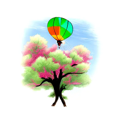 Forest With A Kite Flying Above