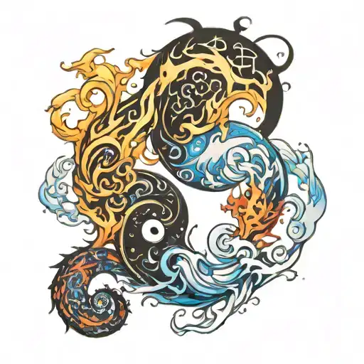 Ying And Yang Fire And Water