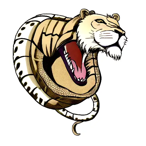 Lion With Snake On Neck