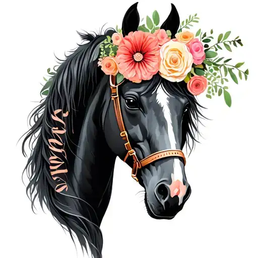 Horse With Bouquet On Body
