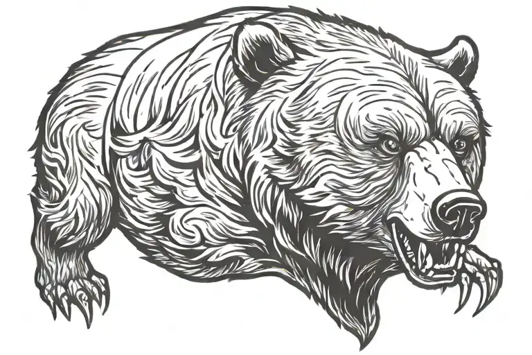 Mean Grizzly Bear Head