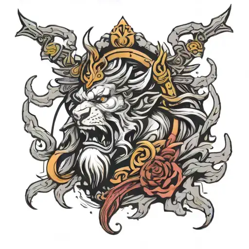 The Greek God Of War Ares His Head Lion Roaring