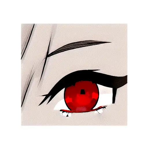 Girl With Red Eyes In A Frame With Black And Grey And Red