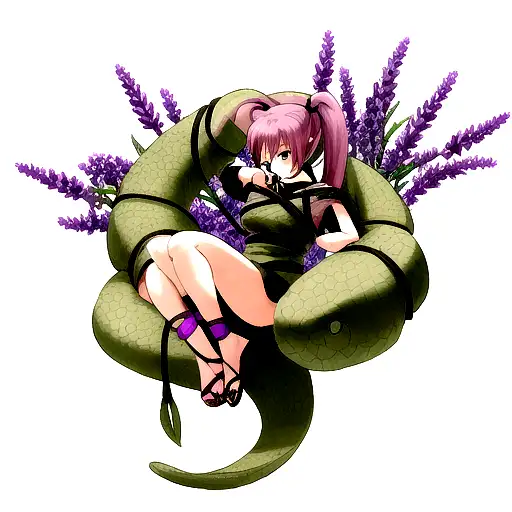 Snake Wrapped Around A Stalk Of Lavender