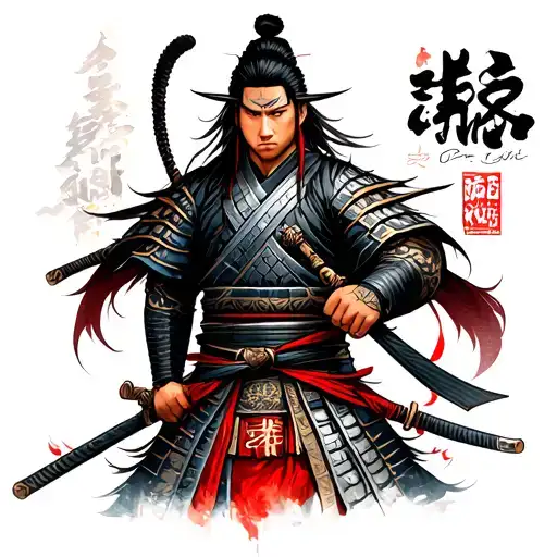 Samurai On The Left Arm Sleeve