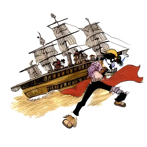 Anime One Piece Luffy Fighting Craken In A Galaxy With Pirate Ships