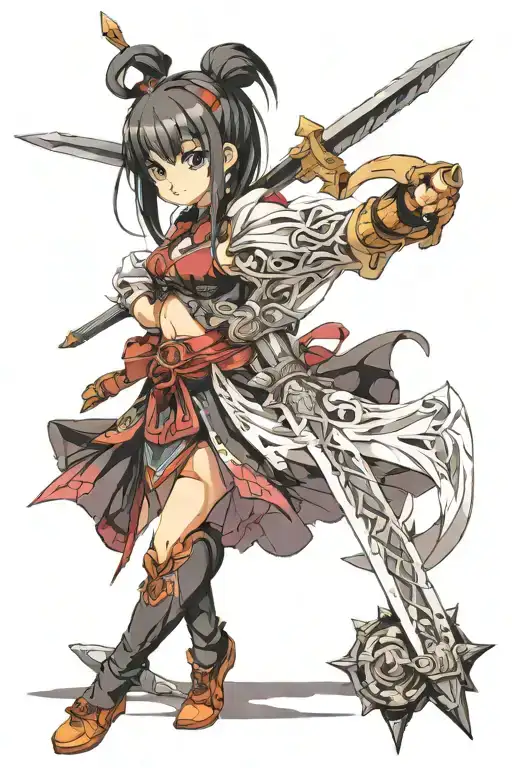 Anime Girl Holding Sword