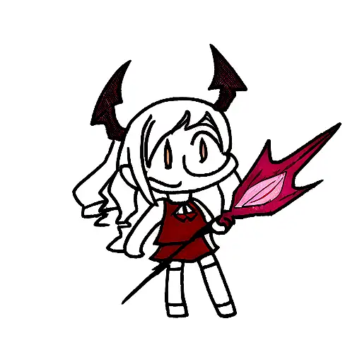 Demon Girl With Blood And Devil's Spear