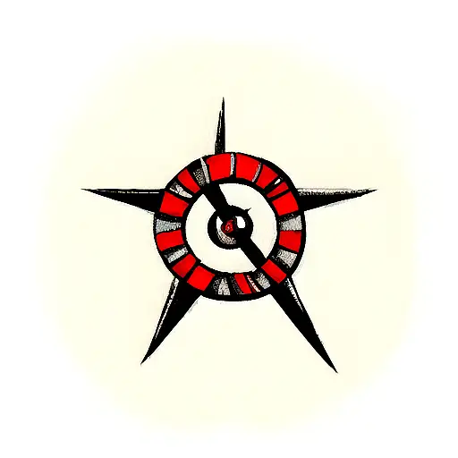 A Kunai With 6 Sharingan Fron Naruto Surrounding It