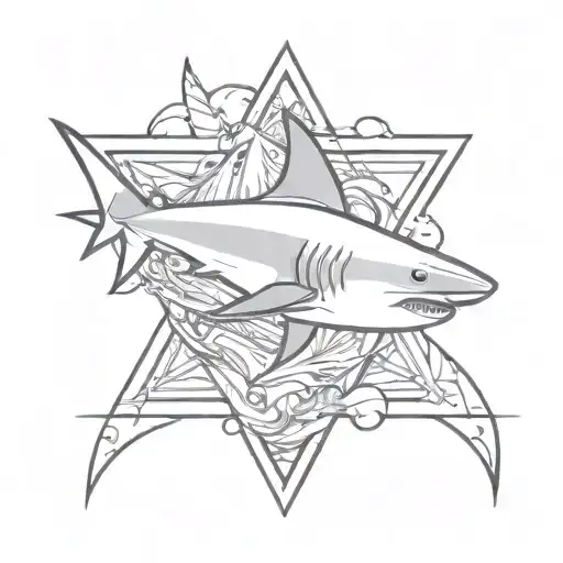 Small Cartoon Shark Combined With Triangle
