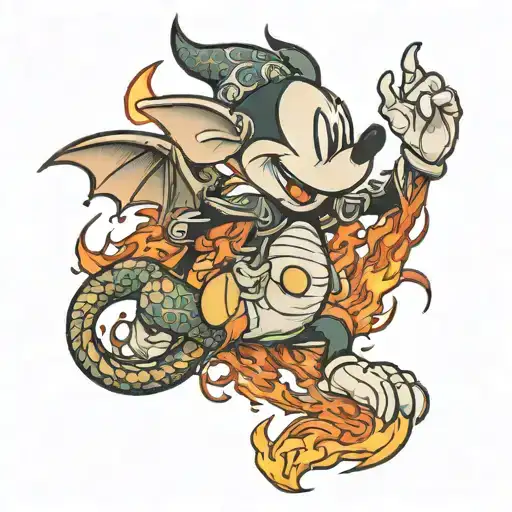Mickey Epic Dragon With Fire