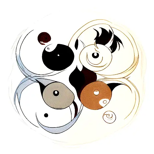 Dragon And Wolf In Ying Yang Symbol