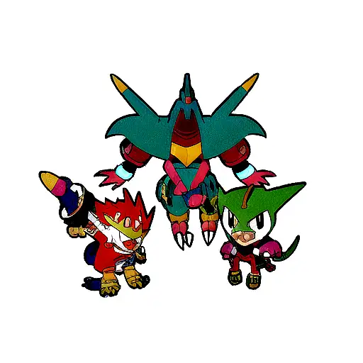 Digimon Dracomon Digivolution Line With Crests And Digivice