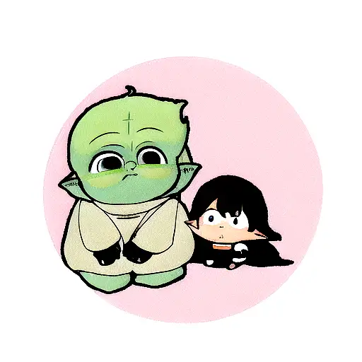 Baby Yoda And Mandalorian In The Moon