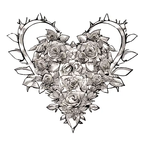 A Heart Wrapped In A Rose With Thorns