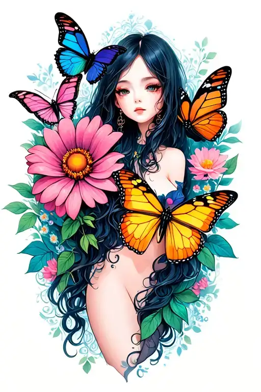 Flower And Butterflies