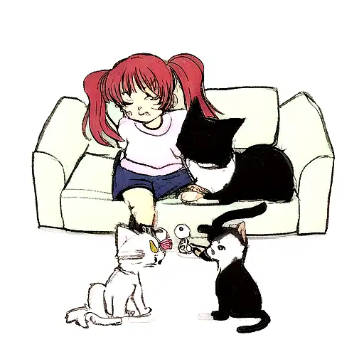 Incorporate A Cat And A Dog Playing A Game Together In A Sketch Style Tattoo Design