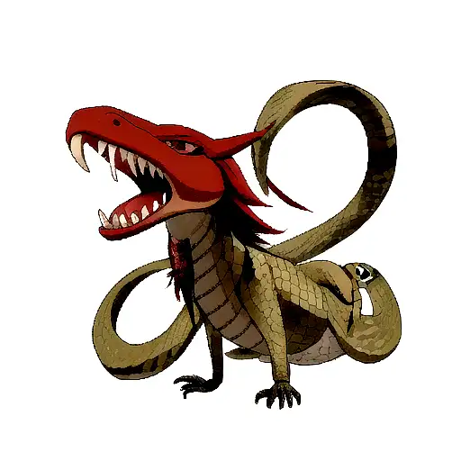 Snake With Red Arua Leaving Its Mouth