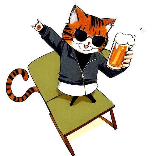 Cat With Sunglasses Drinking Beer
