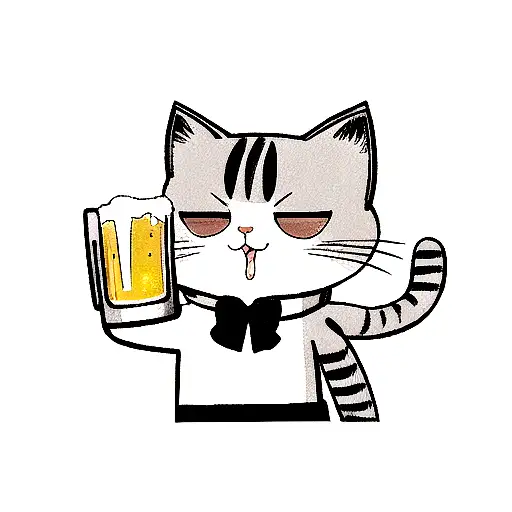 Cat Drinking Beer