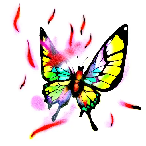 A Butterfly With Wings In The Form Of Fire