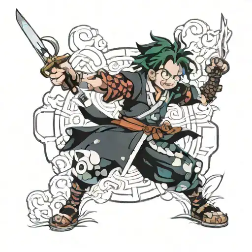 Demon Slayer Tanjiro Fighting Demons