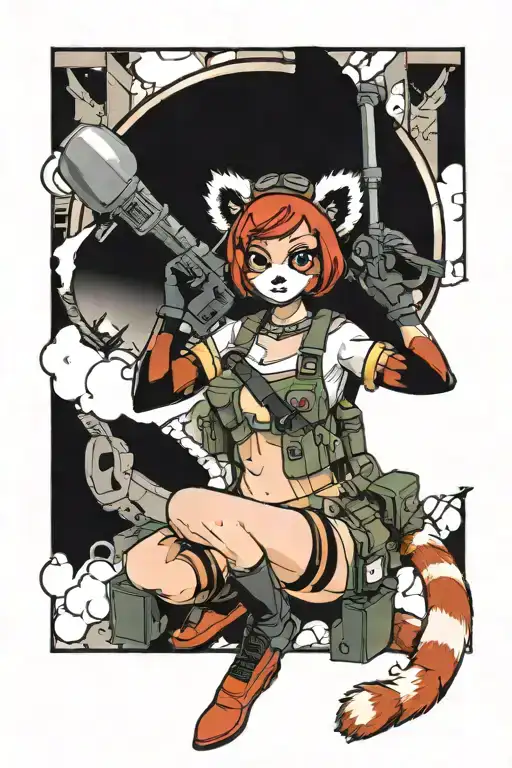 Red Panda As A Bomb Squad Technician Pinup Girl