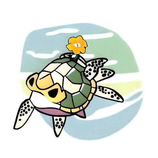 Sea Turtle With Sunglower