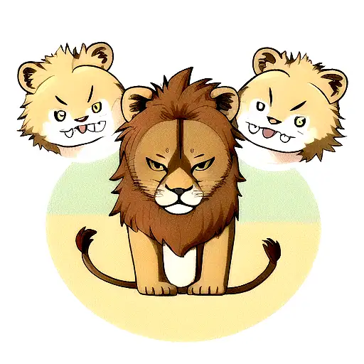 A Lion With Three Lion Cubs