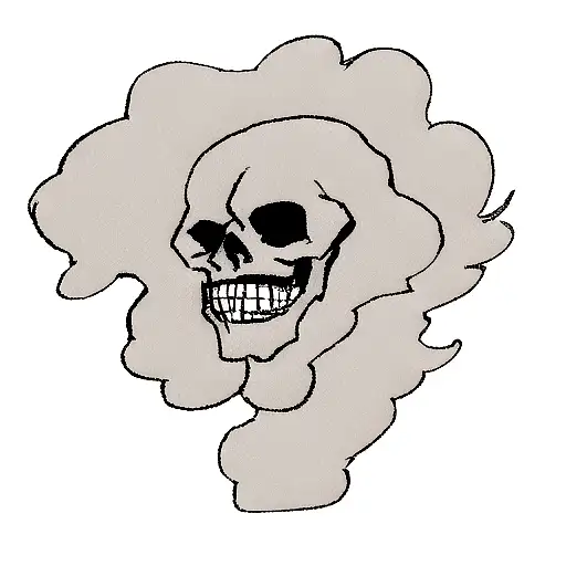 Smokey Skull Cascading Smoke Out Of Mouth
