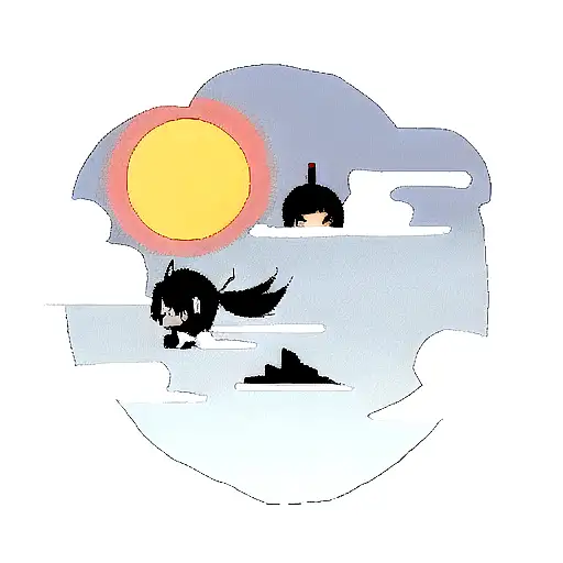 Samurai Sillhouette Behind Clouds