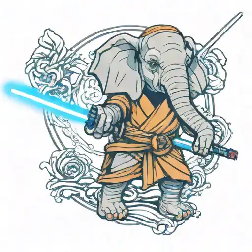 Jedi Elephant Holding A Lightsaber