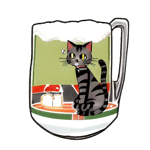 Cat Drinking Beer