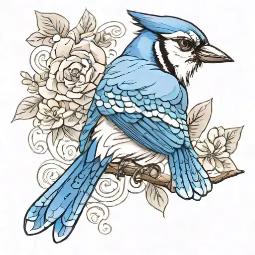 Soft Anime Blue Jay Bird