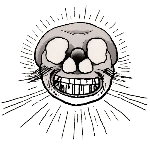 Clown Laughing While The Left Half Of His Face Is Being Melted Showing A Little Bit Of His Skull