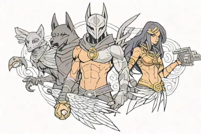 Raven Teen Titan And Anubis With A Big Raven In The Background