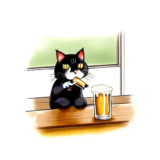 Cat Drinking Beer