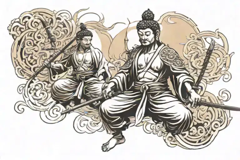 Buddha Y Sun Wukong Back Tattoo Samurai