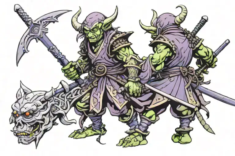 Goblin Samurai With Purple Skin