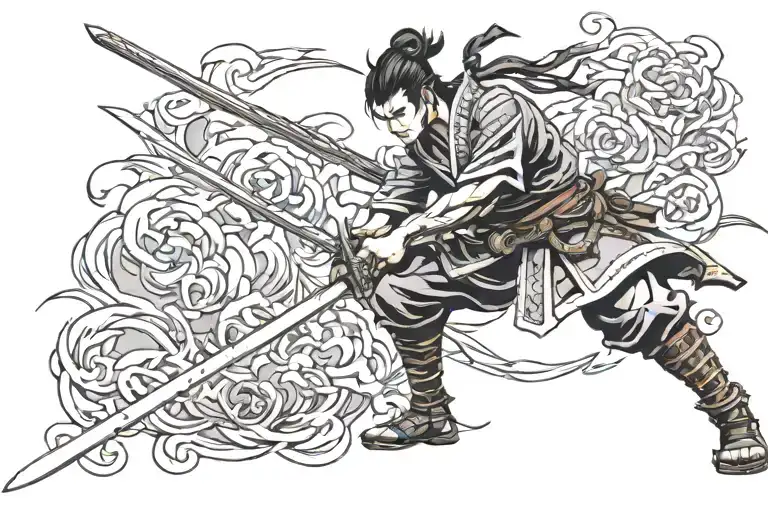 Samurai Sharpening His Sword