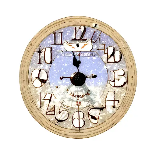 13 Hour Clock With Snow Owl And Labyrinth