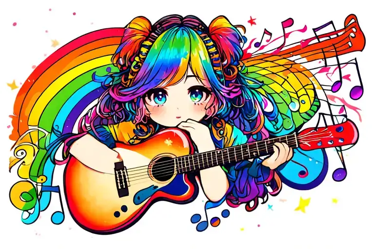 Rainbow Tatto With Music Theme