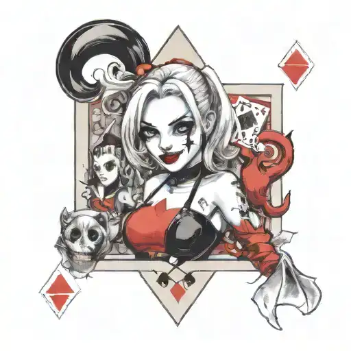Harley Quinn In A Playing Card Tattoo