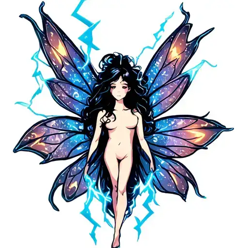 Faceless Fairy In Lightning Bolts