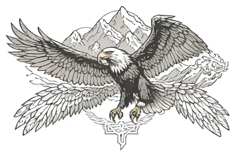 Mountai And Eagle