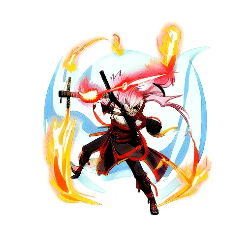 Samurai Sword Dragon Flames