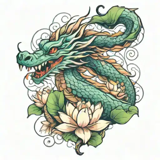 Dragon And Lotus Flower