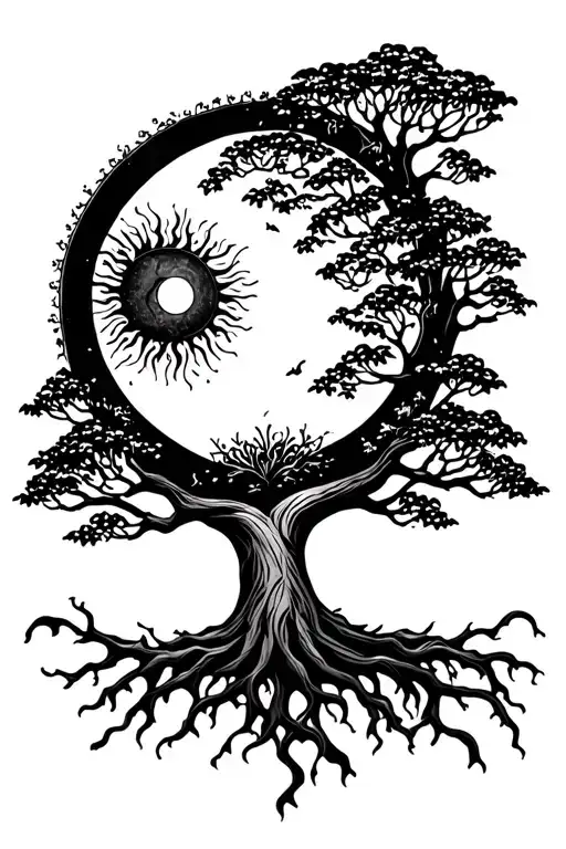 Tree Of Life With Sun Moon