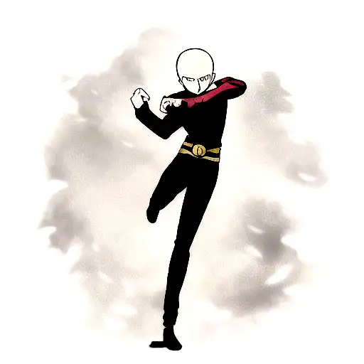 Saitama Of Onepunchman In Black And Red