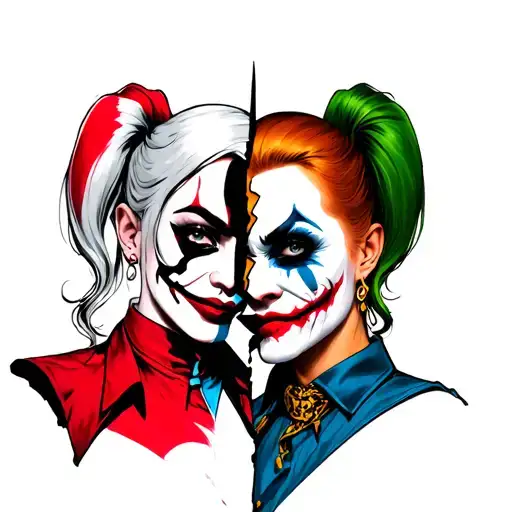 Split Face Harley Quinn And Joker